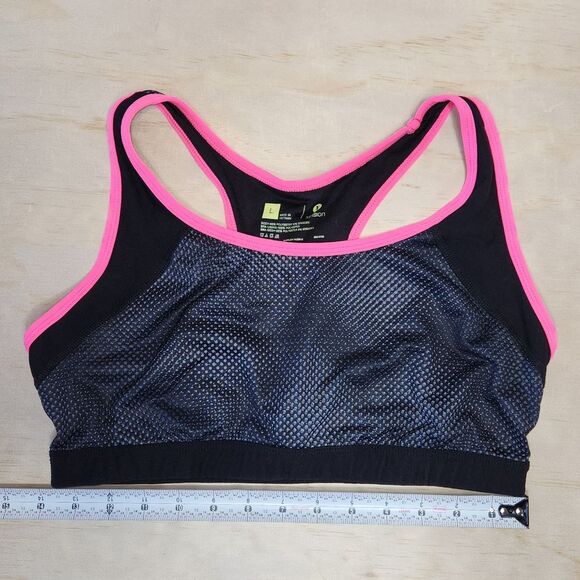 Xersion Black Pink Gray Sports Bra Women L Polyester Spandex - Picture 5 of 6
